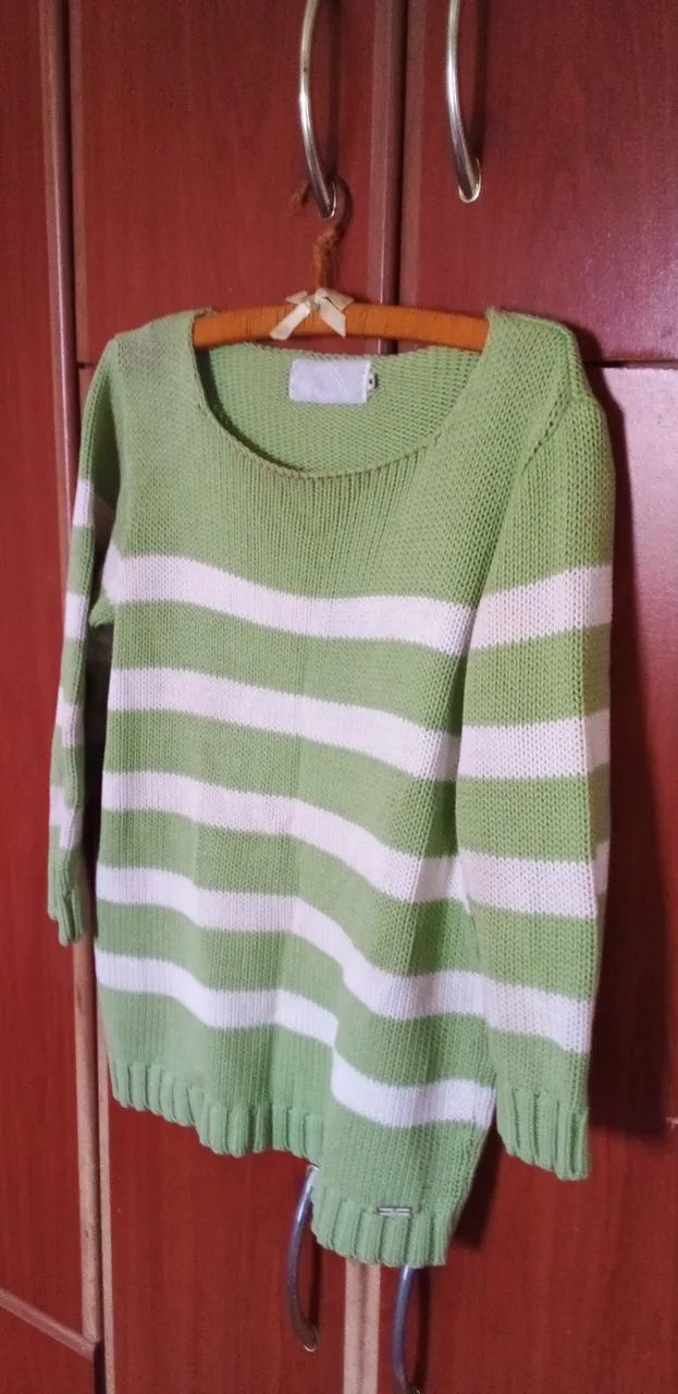 Blusa de linha verde e branca da Scene - Foto 3