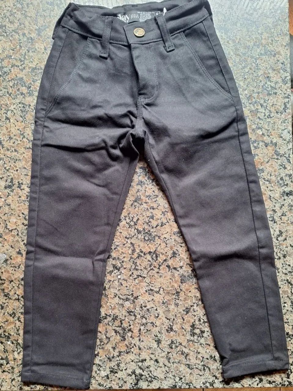 Calça Jeans Sarja Infantil Preta