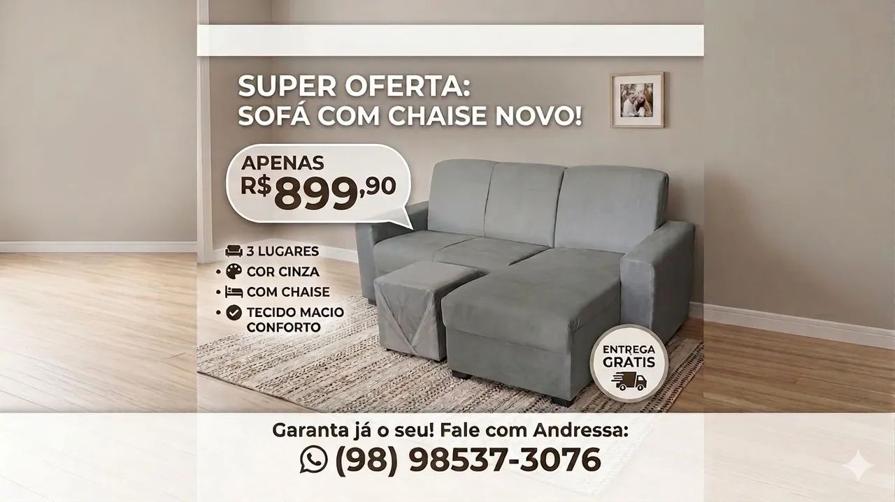 Sofá 3 lugares direto da fábrica entrega grátis