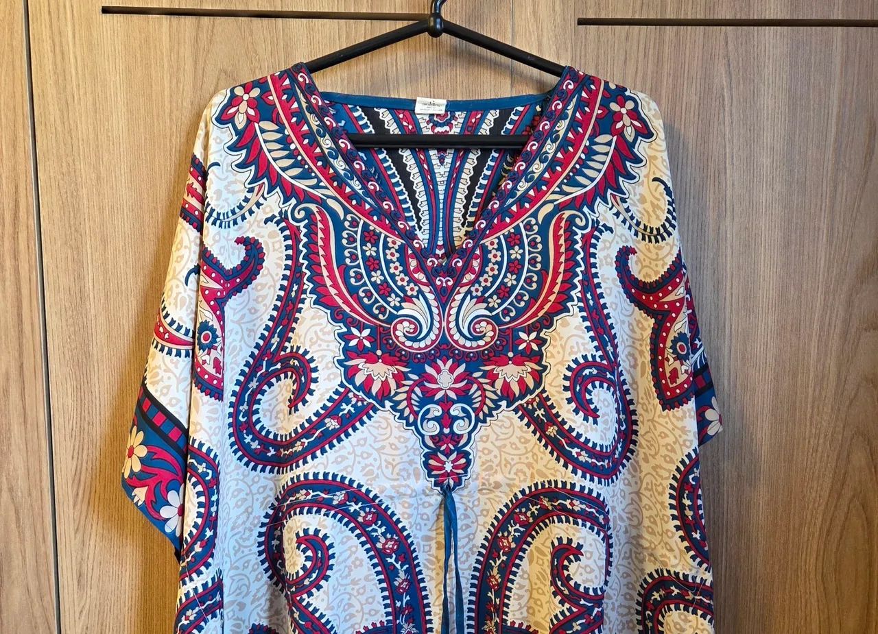  saída de praia/kaftan longo, com estampa - Foto 2