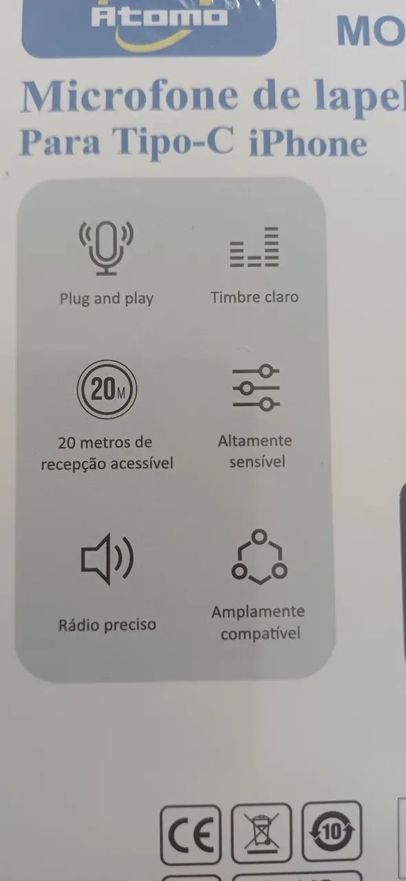 Microfone de Lapela para Tipo C e Iphone Átomo  MO-FR-Y07 - Foto 4