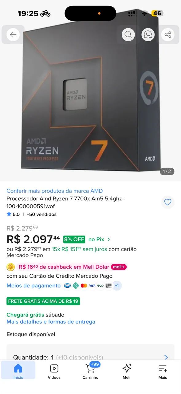Processador gamer AMD Ryzen 7 7700X  lacrado 