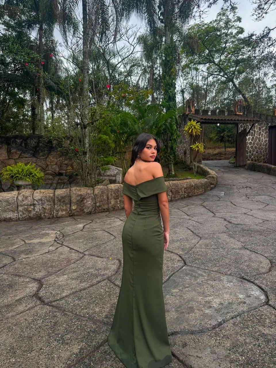 VESTIDO DE FESTA: Verde Oliva - Foto 2