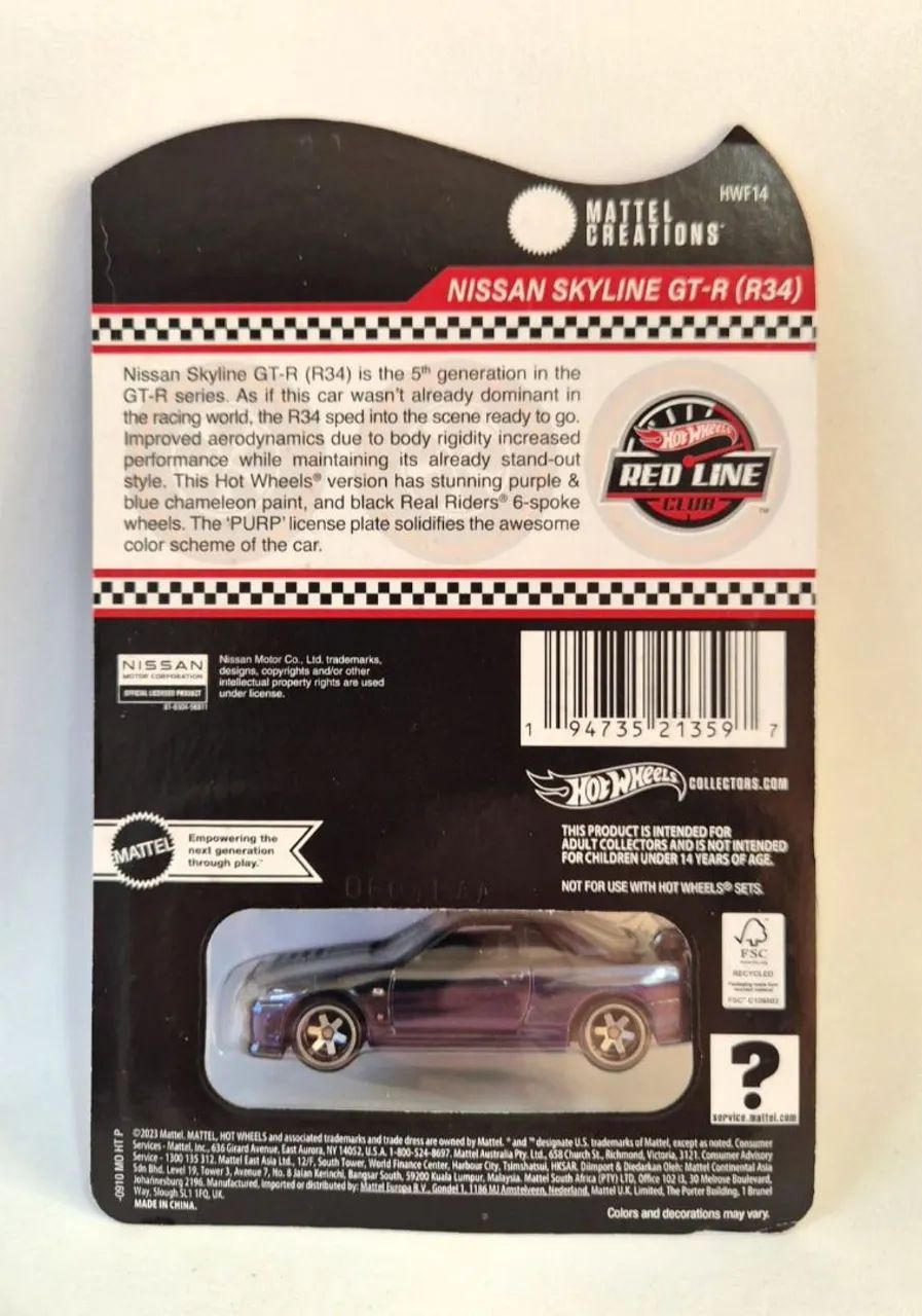 Hot Wheels RLC Nissan Skyline GT-R R34 - Hobbies e coleções