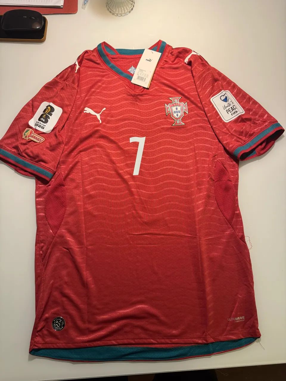 Camisa Portugal 2027 RONALDO 7 modelo jogador com patchs FIFA