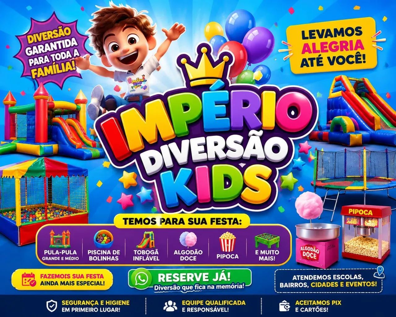 Império kids :pula pula, piscinas de bolinhas e brinquedos inflável, algodão doce e pipoca - Foto 5
