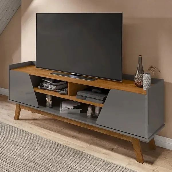 Rack Sala Turim para TV até 65 Polegadas com Pés Madeira - Foto 4