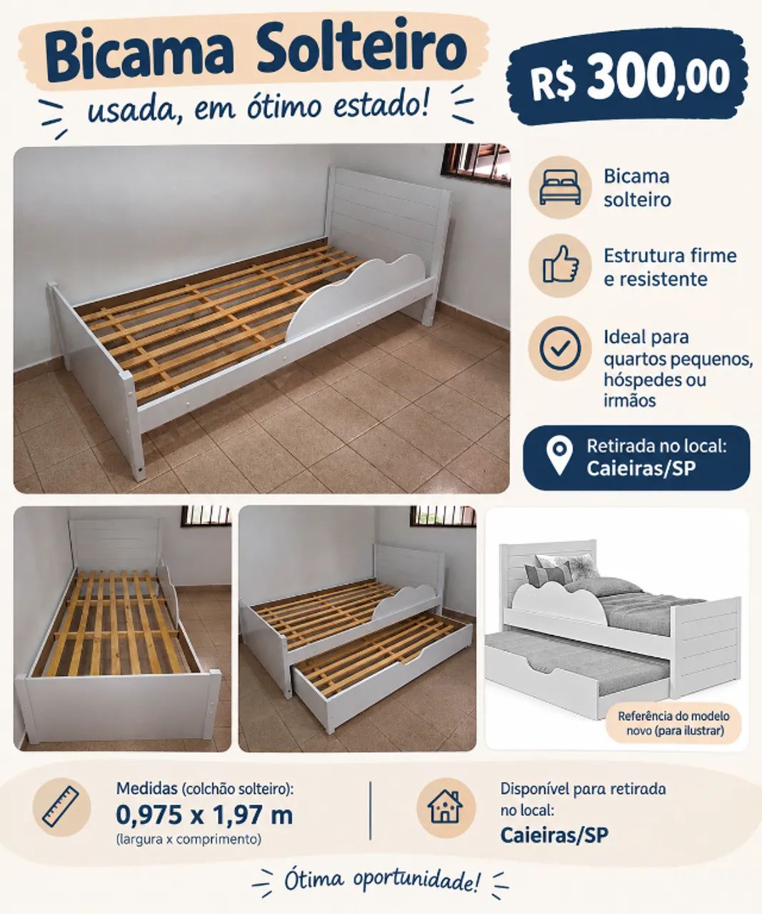 Bicama solteiro seminova