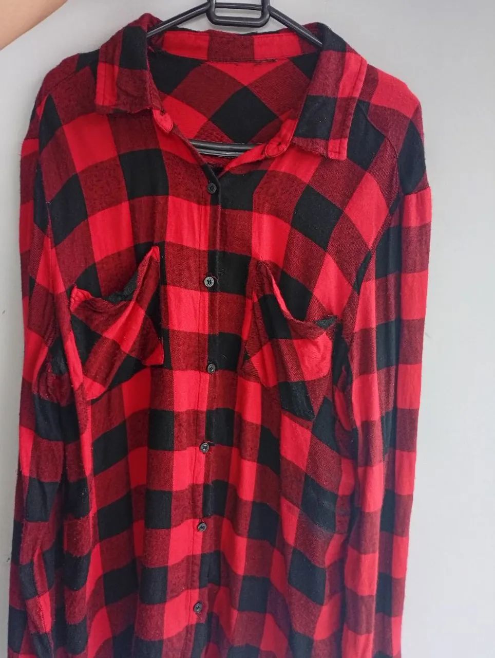 Camisa xadrez M vermelha - Foto 4