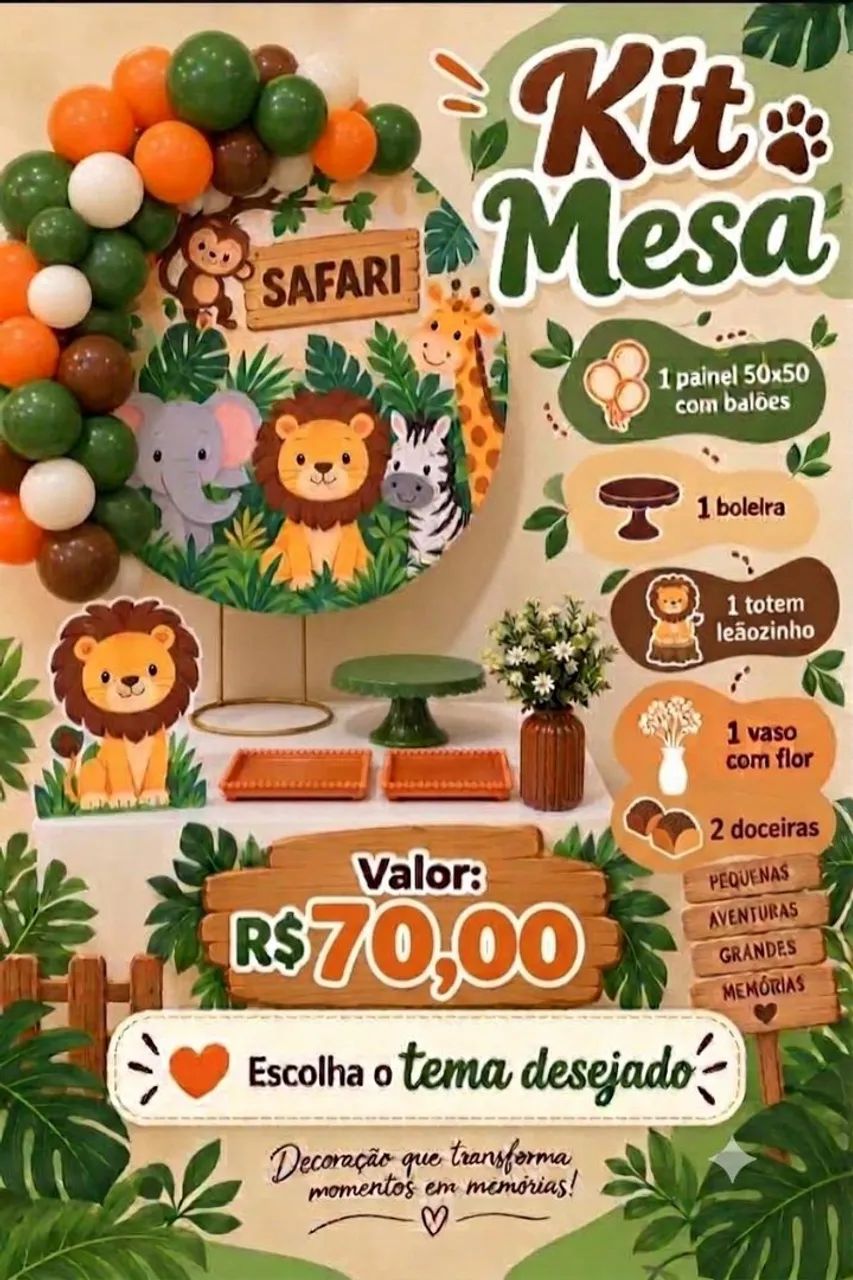 Pegue e monte festa na mesa. 