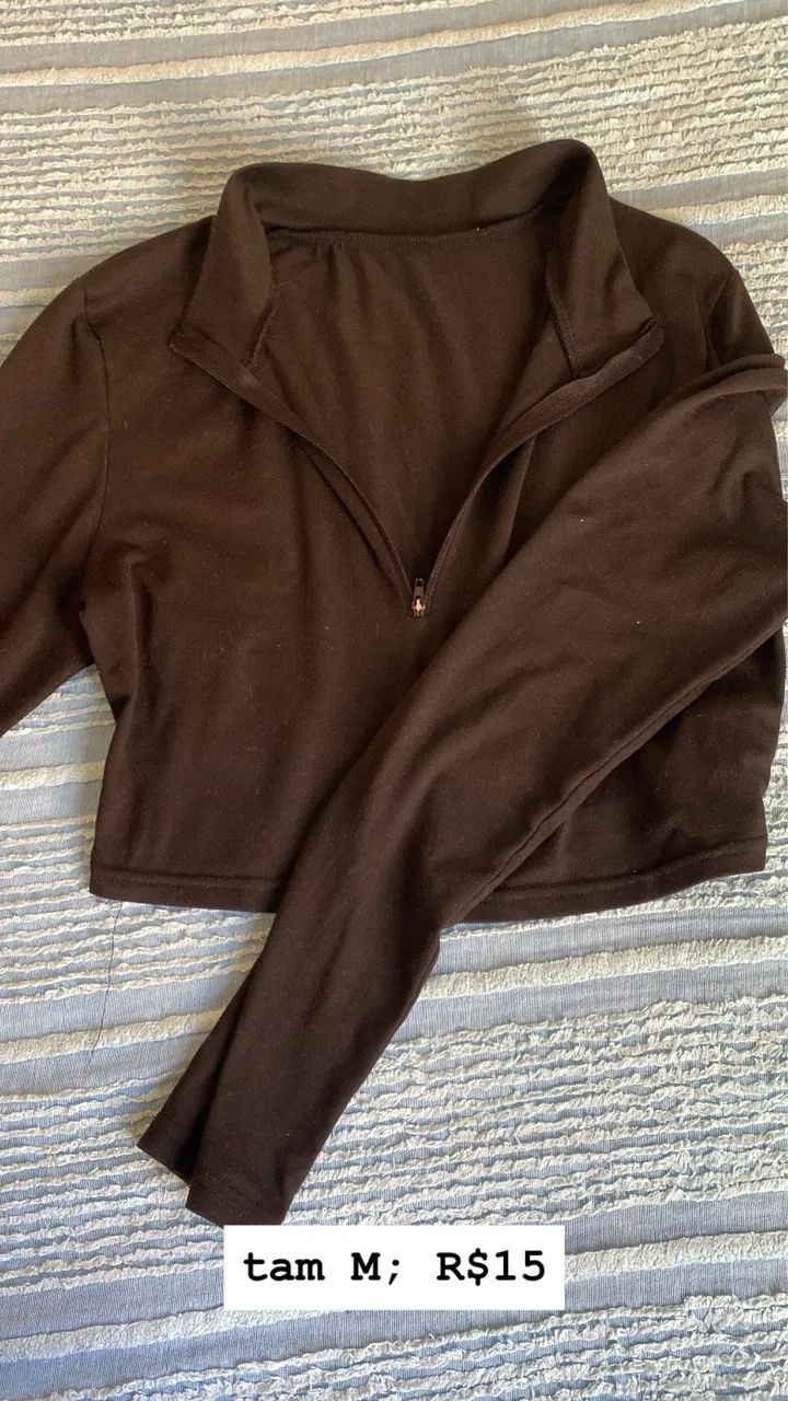 cropped manga longa preto shein