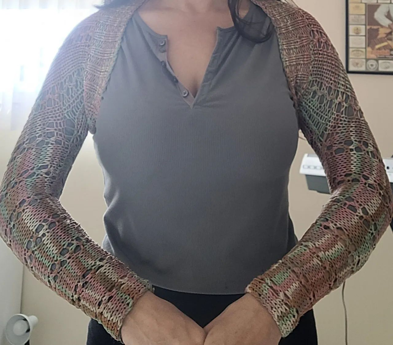 Casaco cropped crochê