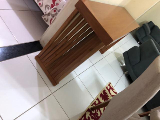 Mesa em laka branca e madeira maciça com console. - Foto 4