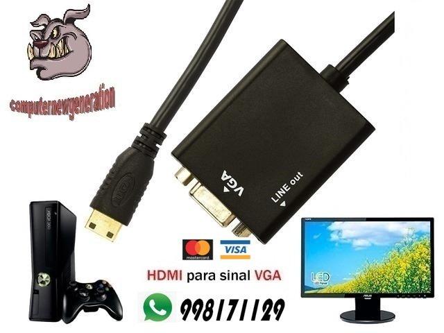 Convesor Adaptador Hdmi P/ Vga Pc Xbox Ps3 Com Saída P2 De Áudio