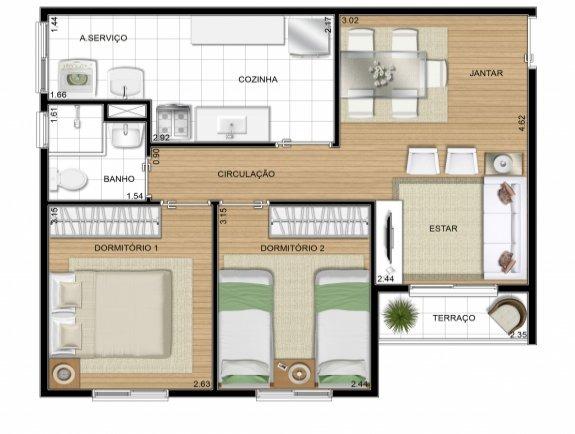 Apartamento Ágio 2/4 c/ Sacada 50 m2 Contrato de Gaveta - Foto 2