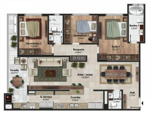 Amplo Apartamento 3 Dormitórios(1Suíte+2D) + Lavabo com 2 Vagas no Centro de Itajaí! - Foto 17