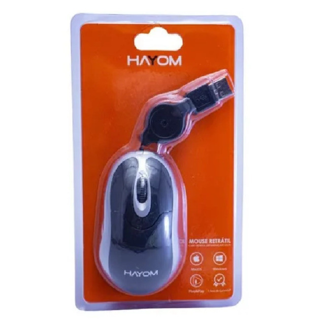 Mini Mouse Retratil Com Cabo Usb 65cm Hayom Mu2915 - Foto 3