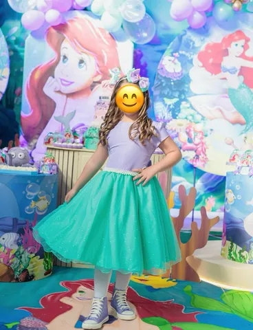 Vestido Infantil Princesa Sofia Pequena Sereia Ariel Luxo 1 A 3 Anos