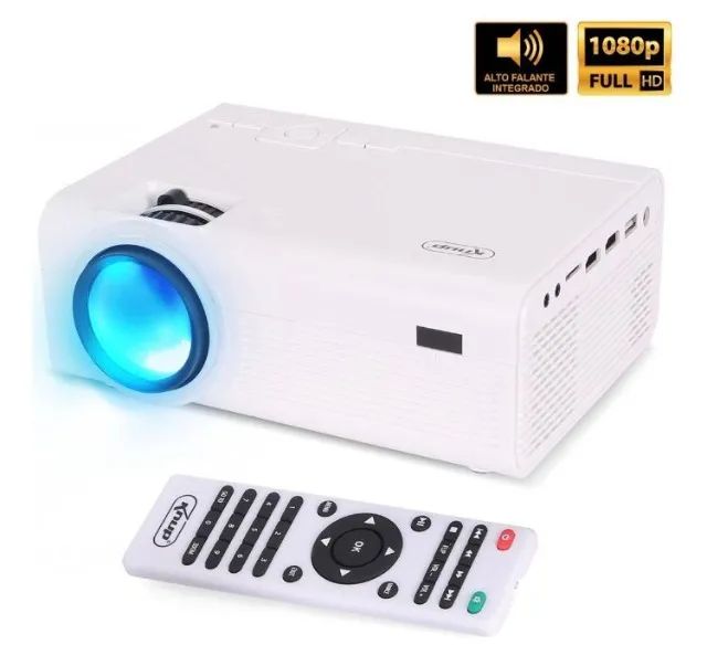 Projetor 1800 Lumens Led Full Hd 1080p Hdmi / Vga / USB / SD Knup KP-Pj002 Novo na Caixa