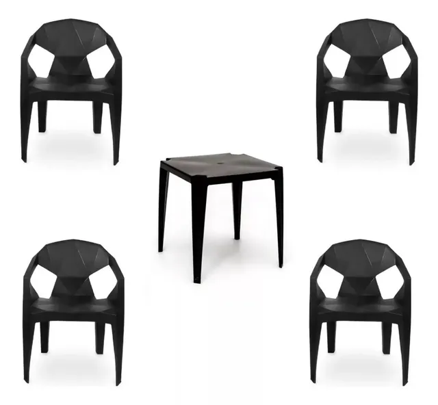 Conjunto Mesa de Plástico Monobloco com 4 Cadeiras Ametista