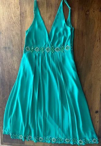 Vestido bordado verde P - Foto 3