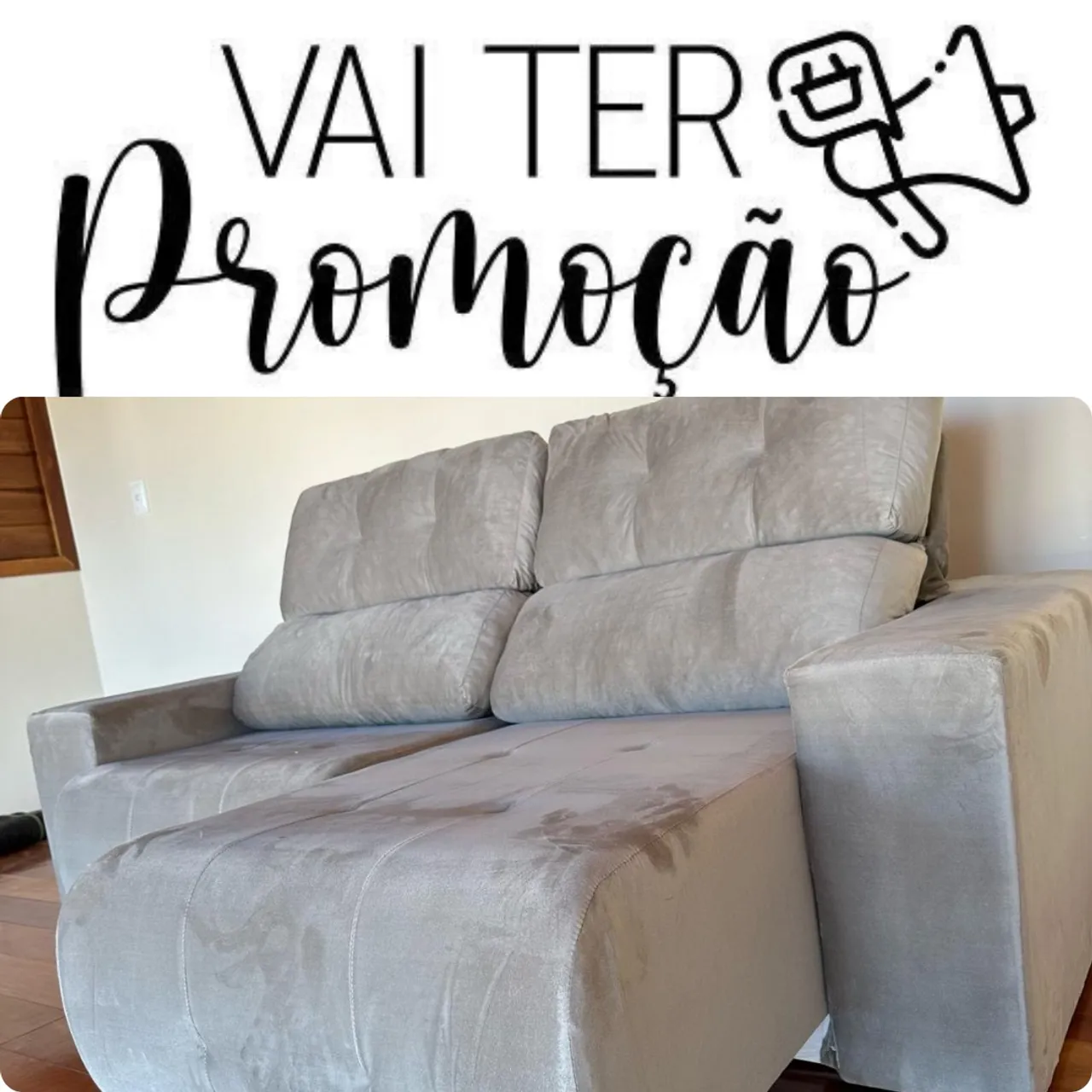 Super oferta sofá retrátil 3 lugares cor creme
