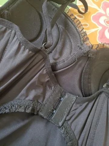 Corset de tule e renda preta - Tamanho 36/P - Foto 4