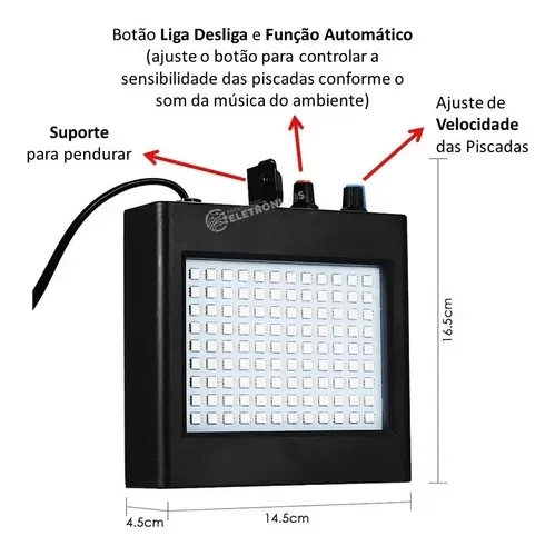Strobo 108 Leds Branco Rítmico Bivolt Iluminação De Festa - Loja Natan Abreu