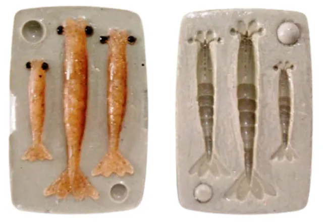 Forma Molde Para Fazer 3 Isca Artificial Camarão De Silicone de 4, 7 E 9cm Para Pesca