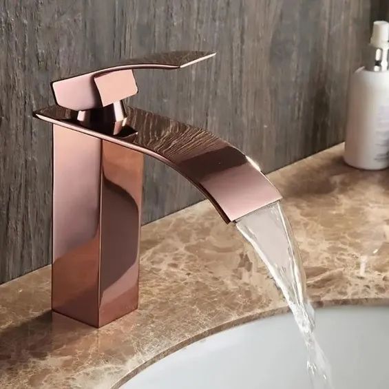 PRONTA ENTREGA | Torneira Monocomando Banheiro Metal Cascata Rose Gold