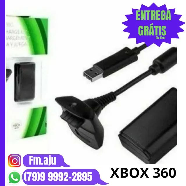 Bateria + Cabo USB controle Xbox 360- Novo / Entrega Grátis 8km/ Garantia