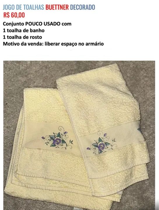 Jogo de Toalhas Buettner Decorado OPORTUNIDADE aceito oferta
