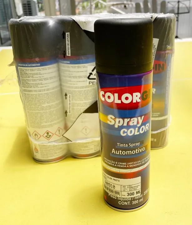 12 Tinta Spray Automotivo Preto Fosco Color Colorgin 300ml - Foto 4