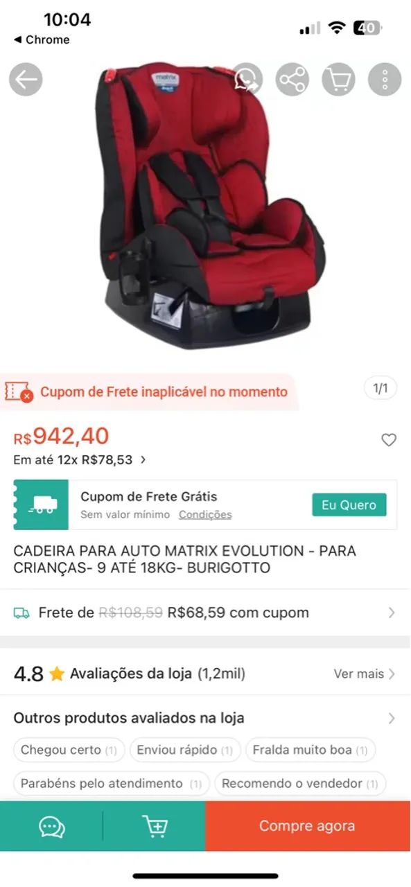 Cadeirinha de carro BURIGOTTO 0 a 25kg - Foto 6