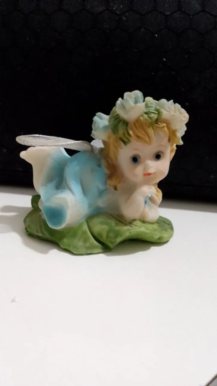 Fadinha azul retrô decoração antiga bibelô