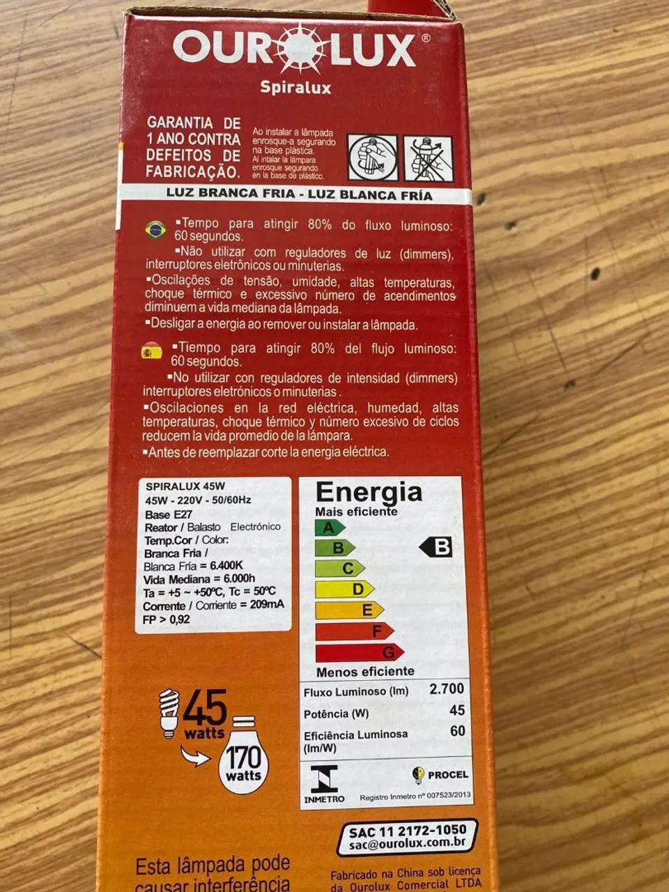 Lâmpada espiral Ourolux 45watts 220v - Foto 3