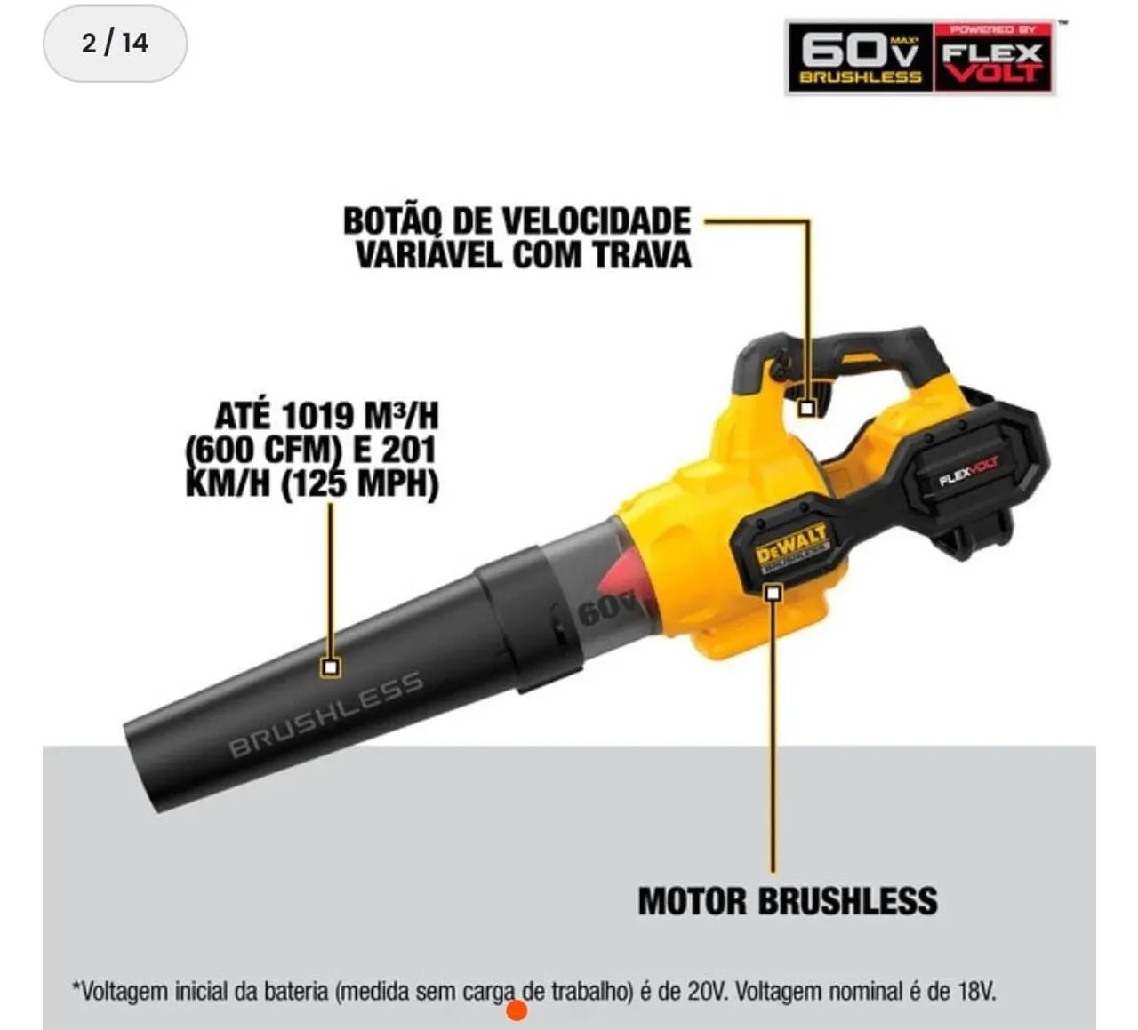 Soprador FLEXVOLT 20/60V Dewalt  - Foto 2