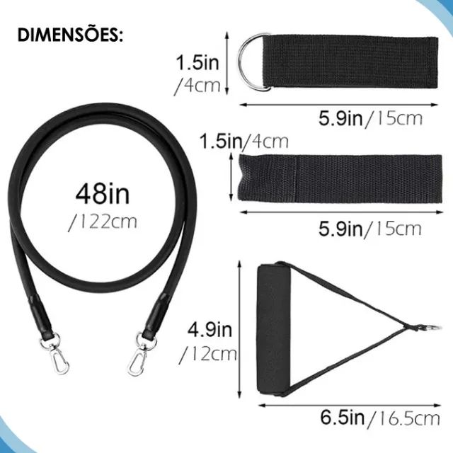 Kit Extensor Elastico 11 Peças Exercicio Fitness Pilates Academia - Foto 3