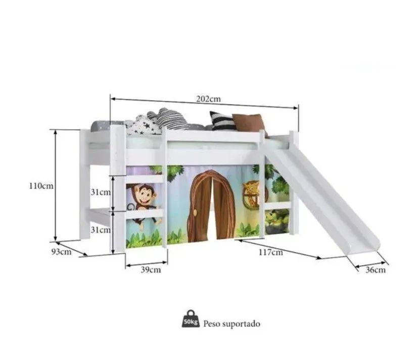 Cama infantil com escorregador e barraca - Foto 5