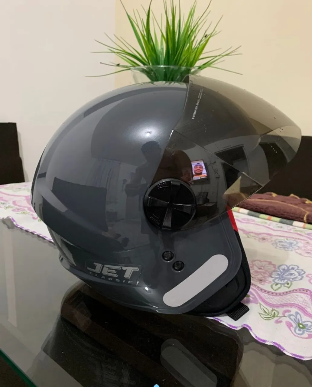 Capacete Jet Classic Cinza com Viseira