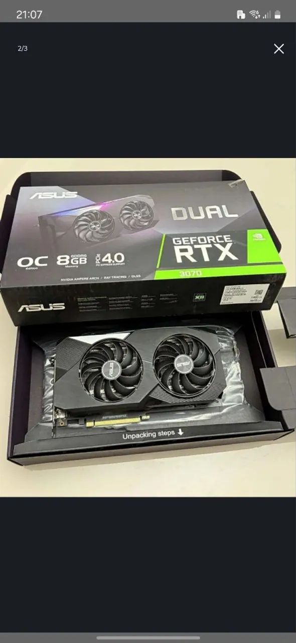 Placa de Vídeo ASUS RTX 3070 DUAL OC 8GB