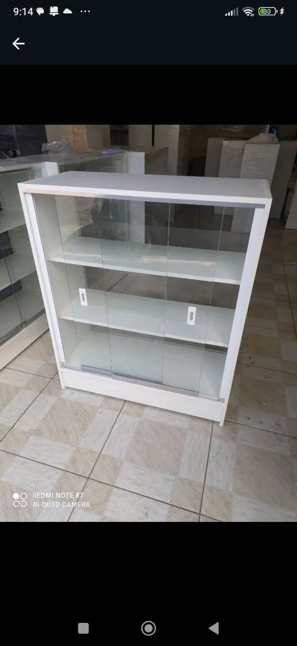 Balcão vitrine com portas de vidro, Expositor de vidro para comércio