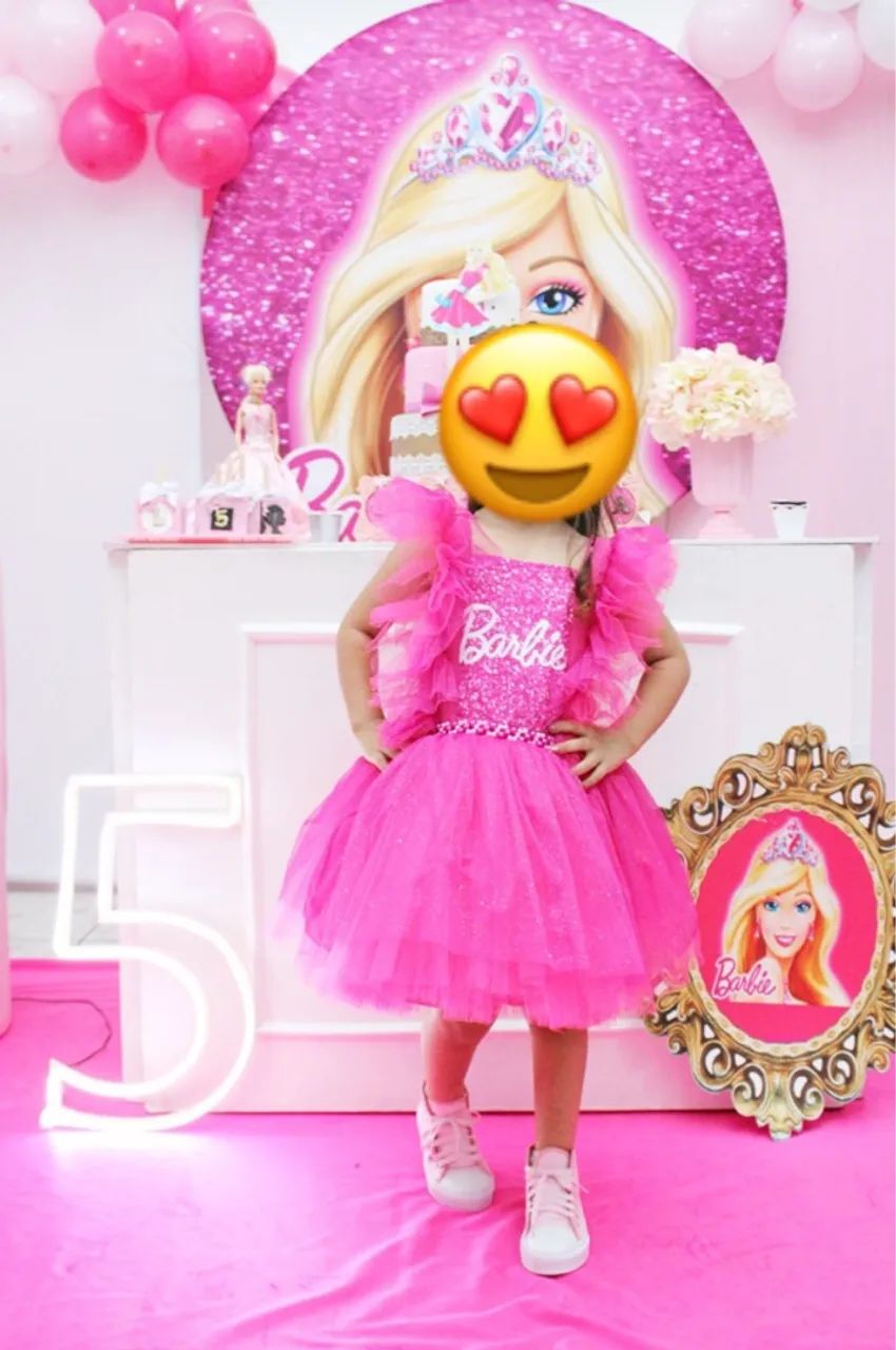 Vestido de Tule Rosa Barbie para Menina - Foto 2
