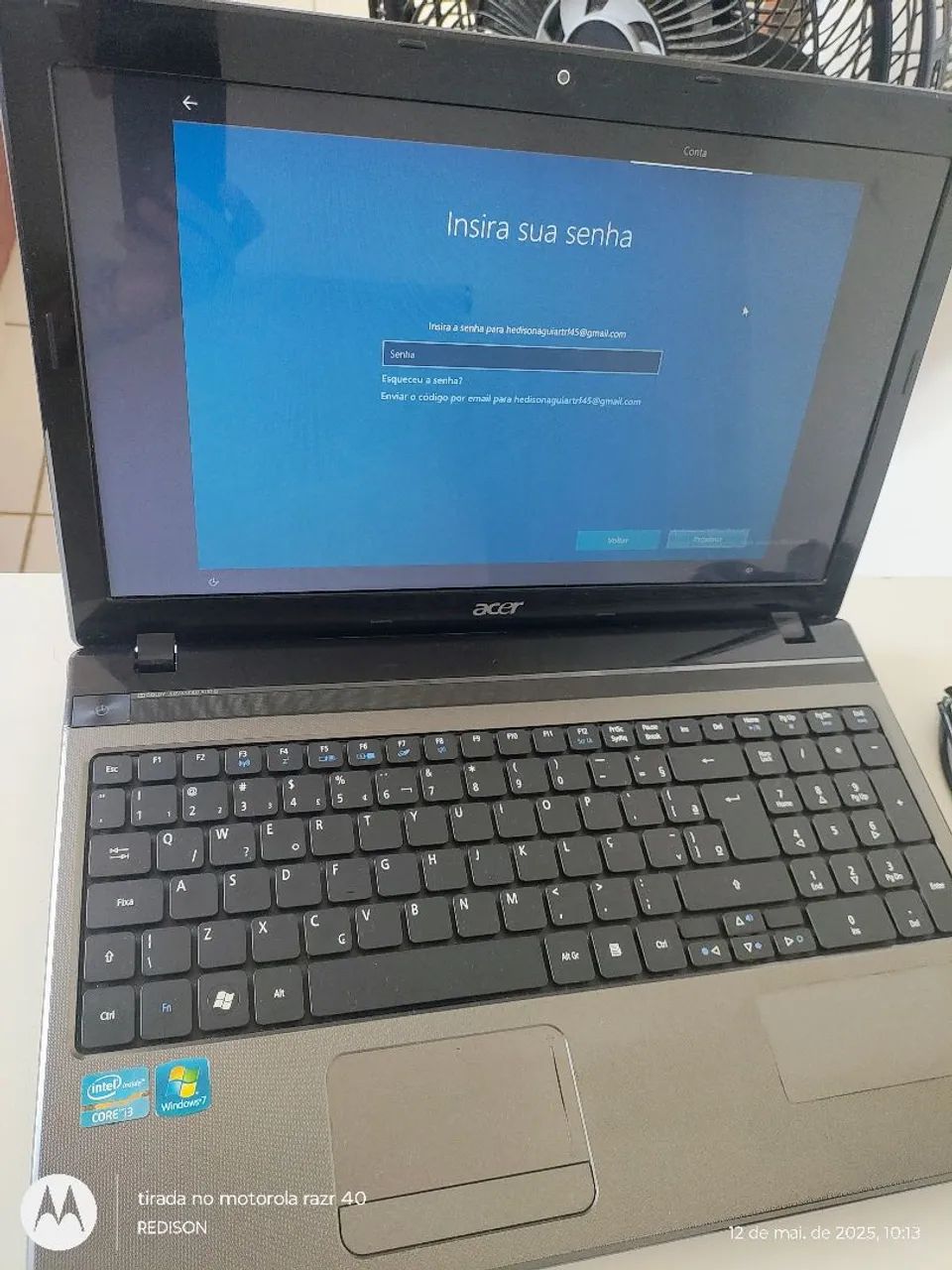Notebook Acer com Intel Core i3