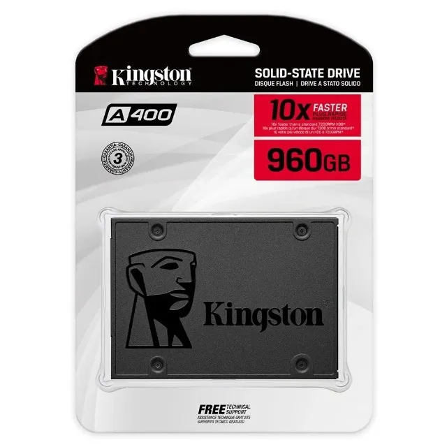 SSD 960GB Kingston A400 SATA III, 2.5", Leitura: 500MB/s, Gravação: 450MB/s,