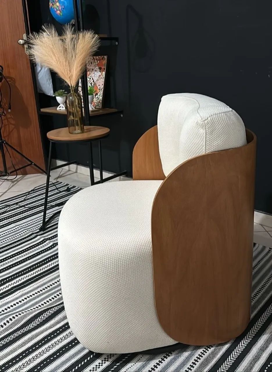 Poltrona Giratória em Elastano Bege DIVIDIMOS EM ATÉ 10X SEM JUROS - Foto 2