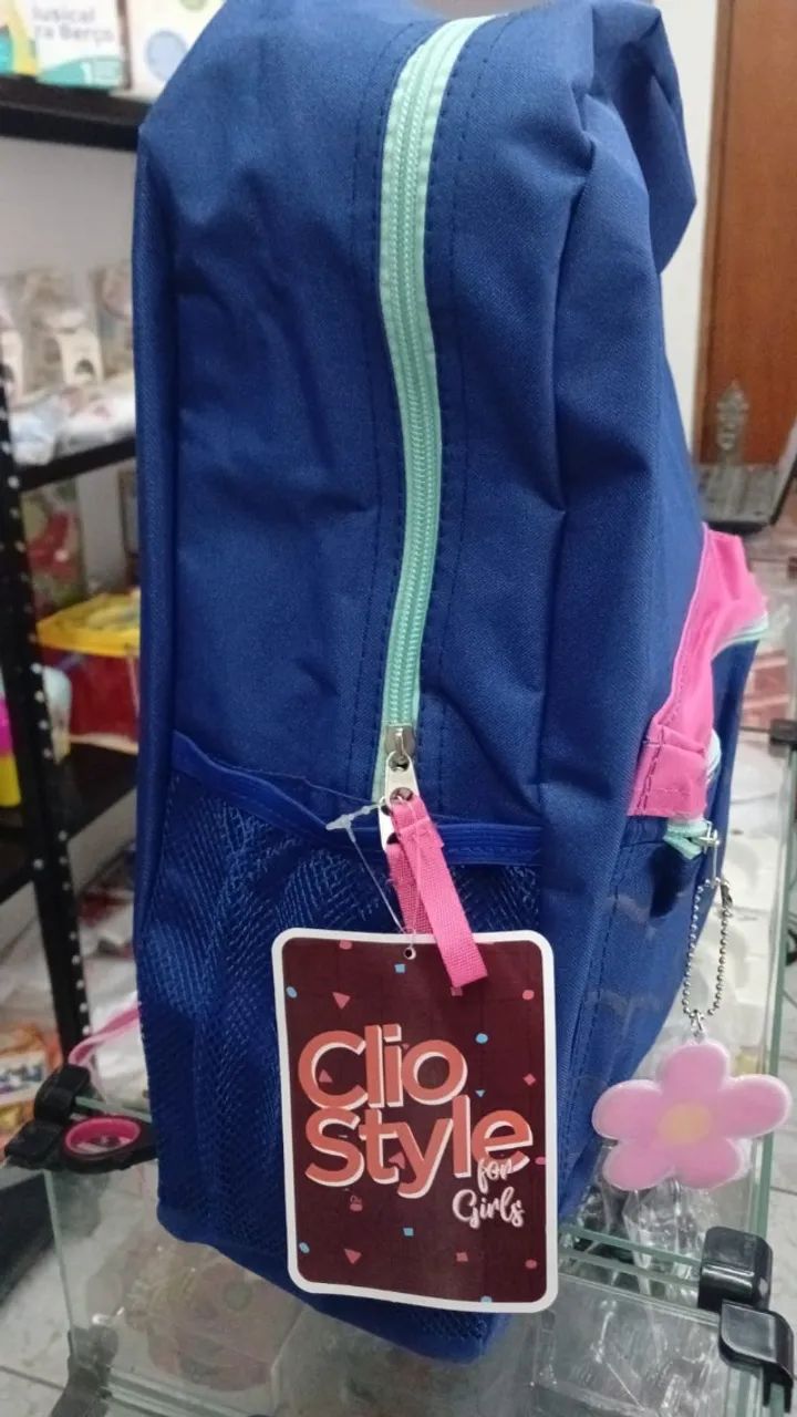 Mochila de Costas em Poliéster Clio Azul e Rosa - Foto 2