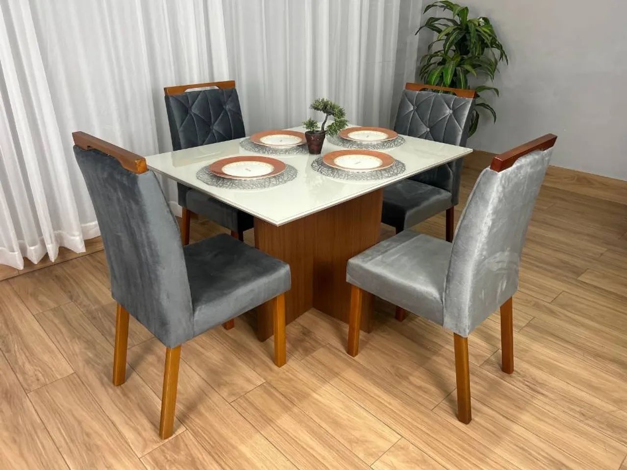 Mesa de Jantar Helo 1.20×0.90 Com 4 Cadeiras Jasmim - Foto 3