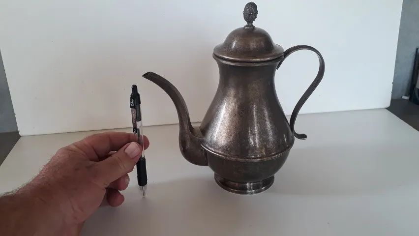 Bule antigo Eberkoc espessurado a prata 22 cm - Foto 2