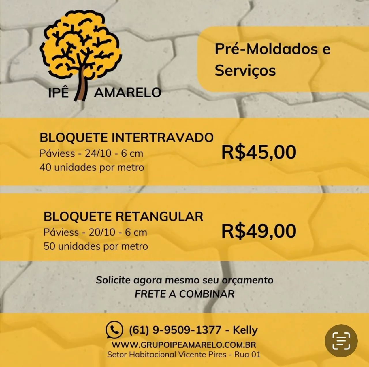 Bloquetes Intertravado 45,00 o metro. Retangular 49,00
